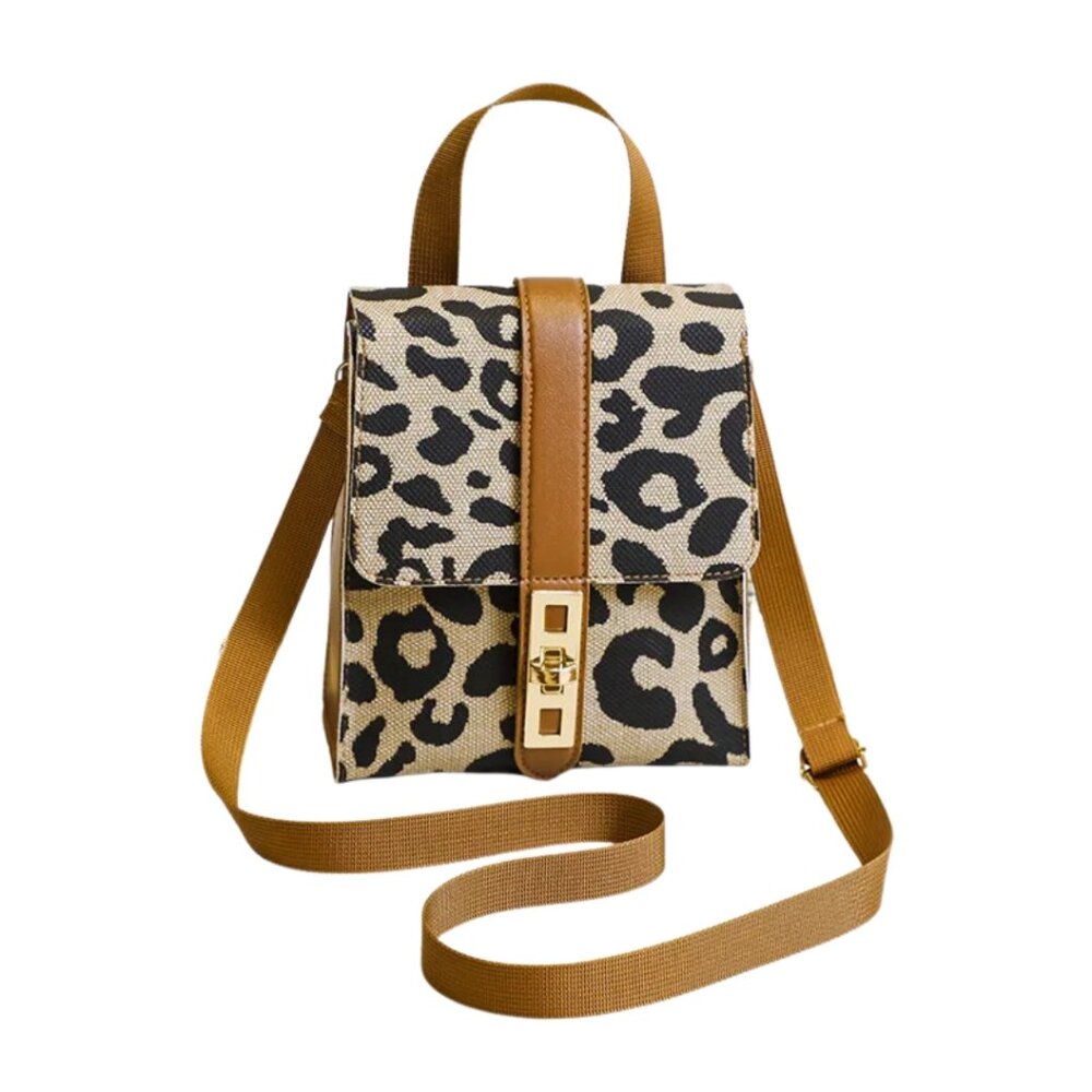 Mini Leopard Crossbody Bag Purse Brown Black Print Y2K
